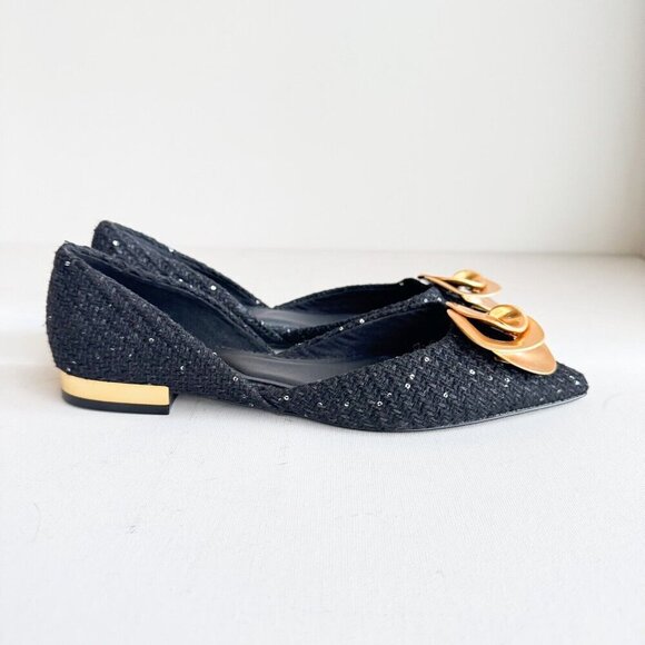 Ted Baker Emma Rose Half d'Orsay Pointed Toe Leather Flat 8 - Picture 3 of 9